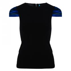 Pre Owned Alice + Olivia Black Cap Sleeve Top XS