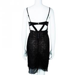 Pre Owned Alice + Olivia Beige and Black Lace Dress M