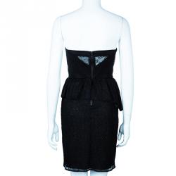 Pre Owned Alice + Olivia Jessie Black Dotted Strapless Dress M