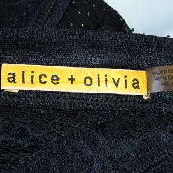 Pre Owned Alice + Olivia Jessie Black Dotted Strapless Dress M