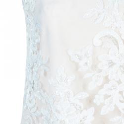 Pre Owned Alice and Olivia Cream Embroidered Sleeveless Top XS