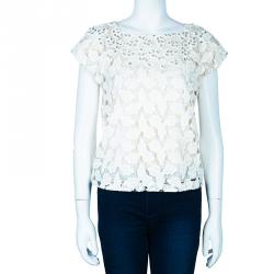 Pre Owned Alice + Olivia Hilary Cream Embroidered Top S