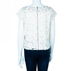 Pre Owned Alice + Olivia Hilary Cream Embroidered Top S