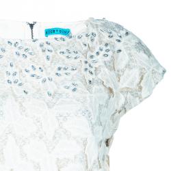 Pre Owned Alice + Olivia Hilary Cream Embroidered Top S
