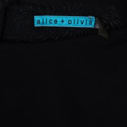 Alice + Olivia Goddess Black Long Sleeve Dress S
