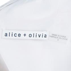 Pre Owned Alice + Olivia Red and Cream Embroidered Dress M