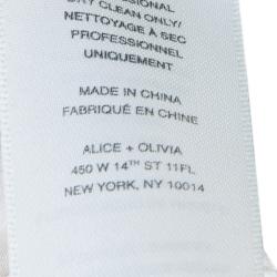 Pre Owned Alice + Olivia Red and Cream Embroidered Dress M