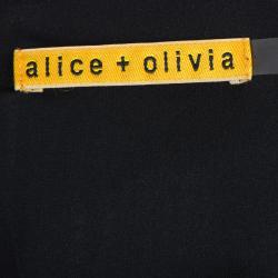 Alice + Olivia Beckett Green and Blue Printed Silk Gathered Dress S