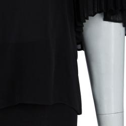 Pre Owned Alice + Olivia Black Silk Smocked Pleated Sleeve Detail Off Shoulder Blouse S