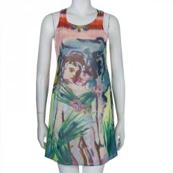 Alice + Olivia Multicolor Digital Print Cutout Back Detail Sleeveless Dress XS