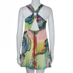 Alice + Olivia Multicolor Digital Print Cutout Back Detail Sleeveless Dress XS