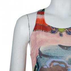 Alice + Olivia Multicolor Digital Print Cutout Back Detail Sleeveless Dress XS