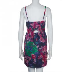 Pre Owned Alice + Olivia Multicolor Print Ruffle Detail Sleeveless Dress XS
