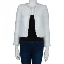 Pre Owned Alice + Olivia White Textured Boucle Jacket XS