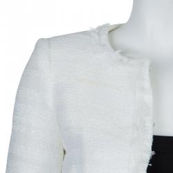 Pre Owned Alice + Olivia White Textured Boucle Jacket XS