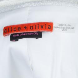 Pre Owned Alice + Olivia White Textured Boucle Jacket XS
