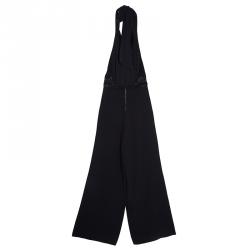 Alice + Olivia Black Draped Front Halter Jumpsuit XS