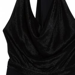 Alice + Olivia Black Draped Front Halter Jumpsuit XS