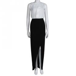 Pre Owned Alice + Olivia Black Knit Overlap Detail Maxi Skirt S