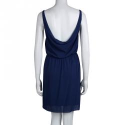 Pre Owned Alice + Olivia Blue Silk Gathered Waist Sleeveless Mini Dress M