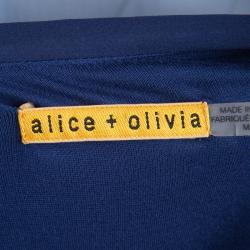 Pre Owned Alice + Olivia Blue Silk Gathered Waist Sleeveless Mini Dress M