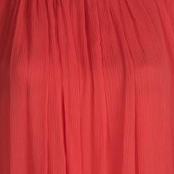 Pre Owned Alice + Olivia Red Silk Gathered Neckline Sleeveless Top XS