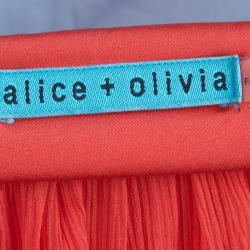 Pre Owned Alice + Olivia Red Silk Gathered Neckline Sleeveless Top XS