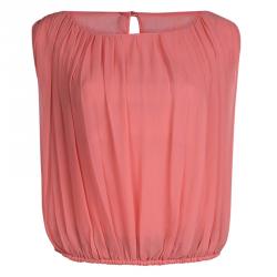 Pre Owned Alice + Olivia Pink Silk Gathered Sleeveless Top XS