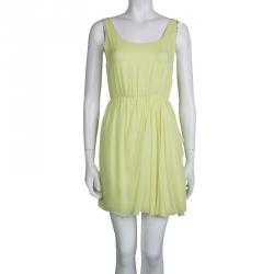 Alice + Olivia Neon Green Gathered Waist Sleevless Dress XS