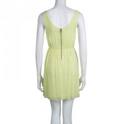 Alice + Olivia Neon Green Gathered Waist Sleevless Dress XS