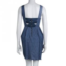 Pre Owned Alice + Olivia Blue Silk Asymmetric Draped Sleeveless Dress XS