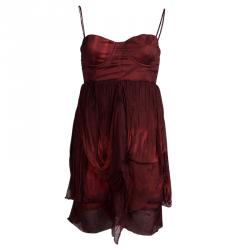 Alice + Olivia Red Draped Silk Bustier Dress XS