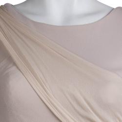 Alice + Olivia Beige Knit Draped Panel Detail Long Sleeve Dress M