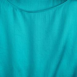 Pre Owned Alice + Olivia Turquoise Blue Silk Sleeveless Belted Dress L