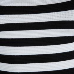 Pre Owned Alice +Olivia Monochrome Striped Rib Knit Cropped Top M