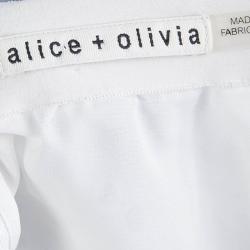 Pre Owned Alice + Olivia White Scalloped Eyelet Lace Gathered Skirt S