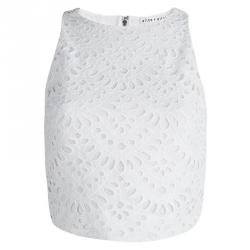 Pre Owned Alice + Olivia White Eyelet Lace Sleeveless Cropped Top S