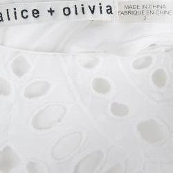 Pre Owned Alice + Olivia White Eyelet Lace Sleeveless Cropped Top S