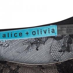 Alice + Olivia Black Scallop Lace Overlay Sleeveless Cropped Top XS