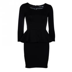 Pre Owned Alice + Olivia Amanda Black Long Sleeve Peplum Dress XS