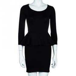 Pre Owned Alice + Olivia Amanda Black Long Sleeve Peplum Dress XS