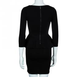 Pre Owned Alice + Olivia Amanda Black Long Sleeve Peplum Dress XS