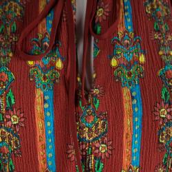 Alice + Olivia Multicolor Printed  Smocking Detailed Crushed Maxi Dress S