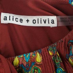 Alice + Olivia Multicolor Printed  Smocking Detailed Crushed Maxi Dress S