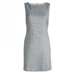 Pre Owned Alice and Olivia Monochrome Textured Cut Out Back Detail Dress L