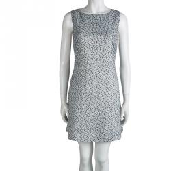 Pre Owned Alice and Olivia Monochrome Textured Cut Out Back Detail Dress L