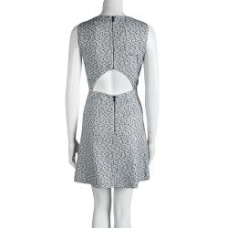 Pre Owned Alice and Olivia Monochrome Textured Cut Out Back Detail Dress L