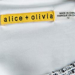 Pre Owned Alice and Olivia Monochrome Textured Cut Out Back Detail Dress L