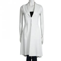 Pre Owned Alice + Olivia White Sleeveless High Low Dress Coat S