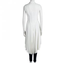 Pre Owned Alice + Olivia White Sleeveless High Low Dress Coat S